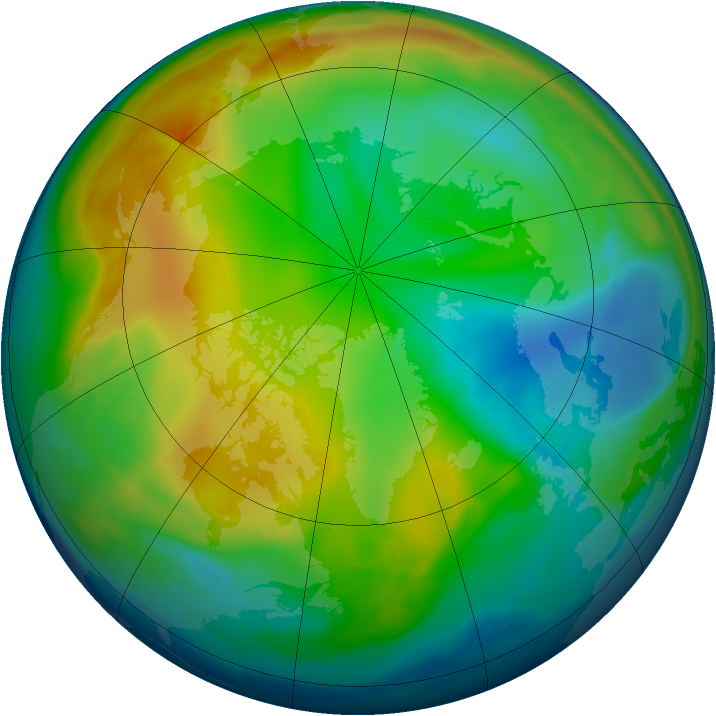 Arctic ozone map for 22 December 2007